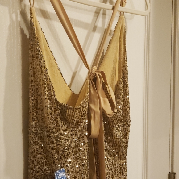 Free People Gold Rush Sequin Mini Dress Gold - Picture 6 of 7